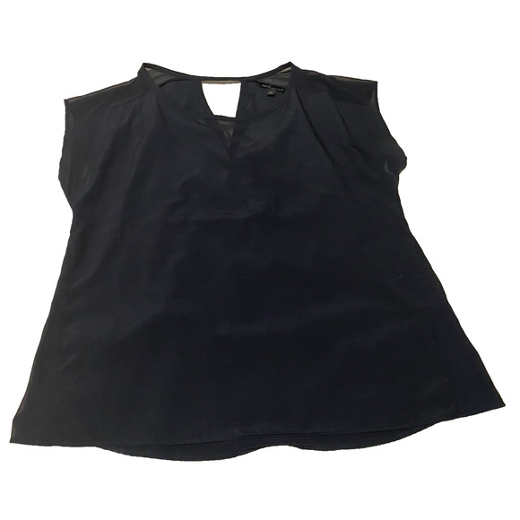 Banana Republic Womens Dark Blouse Size Large Navy Silky Office Dressy Top - Picture 1 of 10